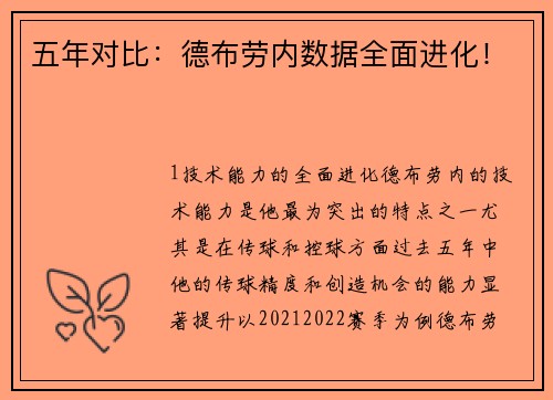 五年对比：德布劳内数据全面进化！